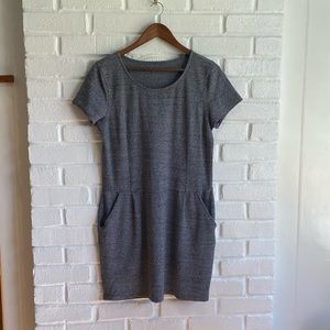 Garnet Hill Shift dress Heather Gray Organic Cotton Drop Waist Pockets Size 10